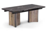 Керамический стол Woodville Саливан 180x90 nero marquina / дуб бомонд лофт
