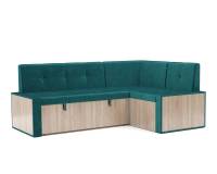 Диван угловой кухонный Таллин (Бархат сине-зеленый STAR VELVET 43 BLACK GREEN) 211х83х141 см