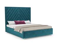 Кровать Мишель 140 см (Бархат сине-зеленый STAR VELVET 43 BLACK GREEN)