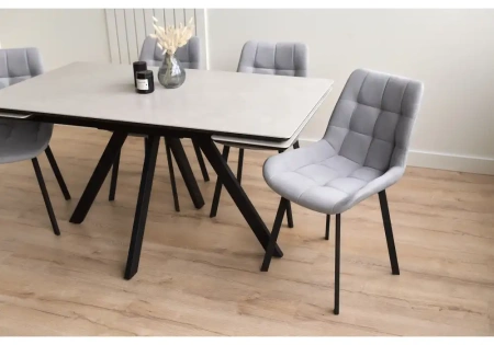 Керамический стол Notta Вилли 140(200)х80 carmen light grey / черный