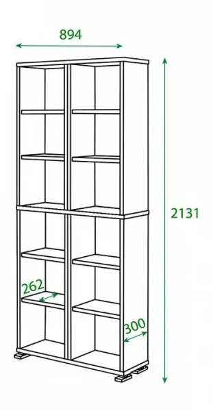 Шкаф книжный Домино ПУ-30-3