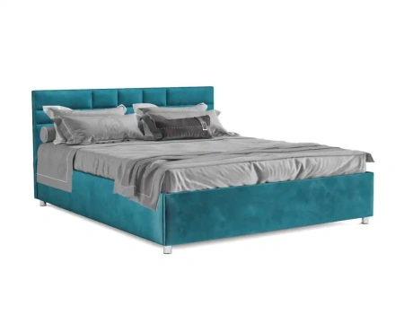 Кровать Нью-Йорк 160 см (бархат сине-зеленый STAR VELVET 43 BLACK GREEN)
