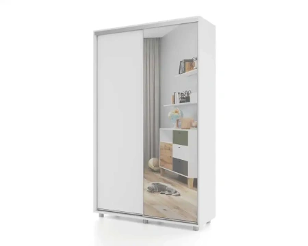 Шкаф-купе PRIME, 160х45х230 Белый с зеркалом
