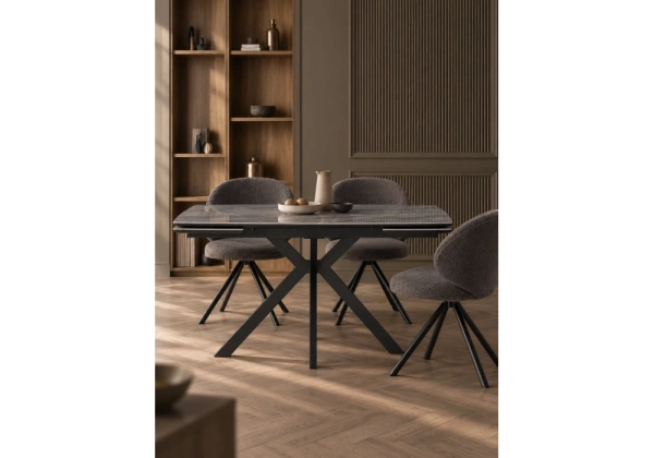 Керамический стол Woodville Катчел-2 120(180)x80 серый активный / черный
