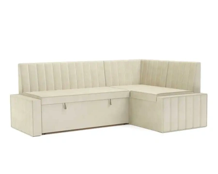Кухонный угловой диван Вермут (Бархат бежевый STAR VELVET 6 LIGHT BEIGE) 211х83х141 см