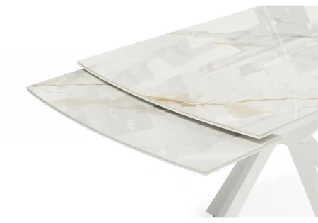 Керамический стол Woodville Катчел-2 120(180)x80 calacatta gold / белый