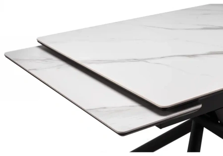 Керамический стол Notta Мэриан 120(180)х80 snow alpin white / черный