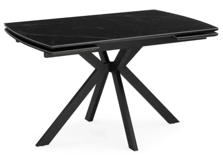 Керамический стол Woodville Катчел-2 120(180)x80 matte черный мрамор / черный