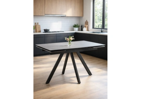 Керамический стол Notta Вилли 120(180)х80 сarmen light grey / черный