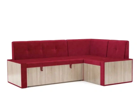 Диван угловой кухонный Таллин (Бархат красный STAR VELVET 3 DARK RED) 211х83х141 см