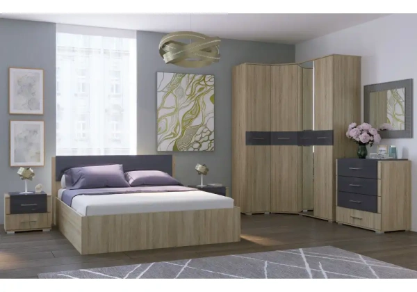 Кровать Woodville Теплиса 140x200 сонома / графит