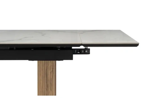 Керамический стол Woodville Бернардо 180x90 statuario titan gloss / дуб монтана