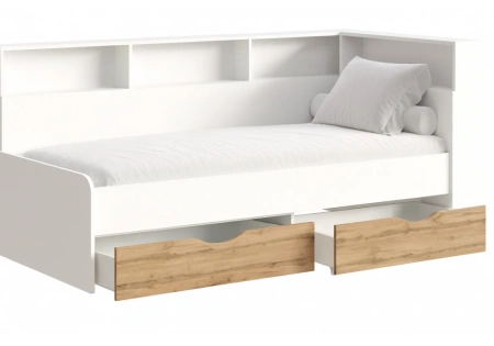 Кровать Woodville Амер 190х80 белый / дуб вотан