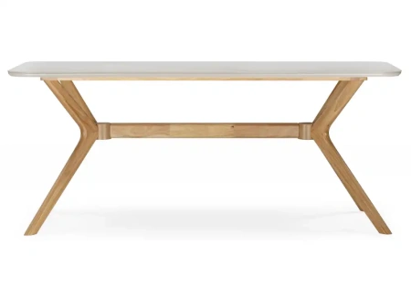 Керамический стол Woodville Unika 180x80 белый спеченный камень / светлое дерево