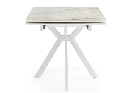 Керамический стол Woodville Катчел-2 120(180)x80 calacatta gold / белый