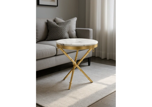 Журнальный стол Woodville Monika 50х55 marble / gold