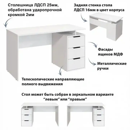Стол письменный Эконом-стандарт С-407