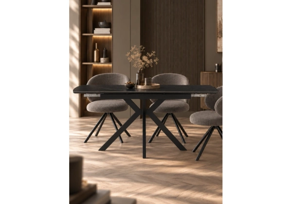 Керамический стол Woodville Катчел-2 120(180)x80 matte черный мрамор / черный