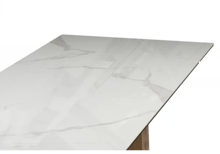 Керамический стол Woodville Бернардо 180x90 statuario titan gloss / дуб монтана