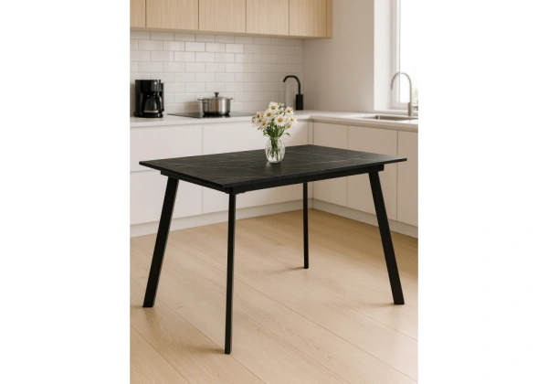 Стол деревянный Woodville Агни 110(140)х68х76 файерстоун / черный матовый