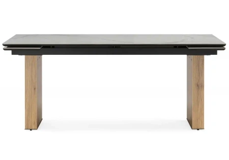 Керамический стол Woodville Бернардо 180x90 statuario titan gloss / дуб монтана