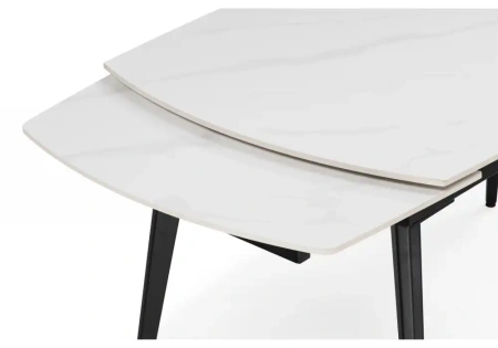 Керамический стол Woodville Aveiro 120(180)x80 белый мрамор / черный