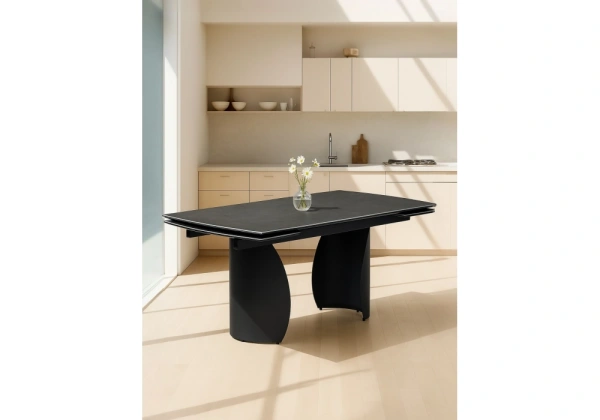 Керамический стол Woodville Готланд 160(220)х90х79 ink gray / черный