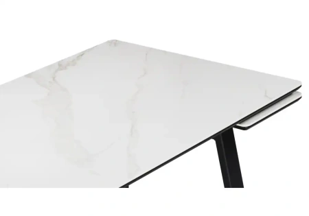 Керамический стол Notta Джек 140(200)х80 белый мрамор alpin white / черный