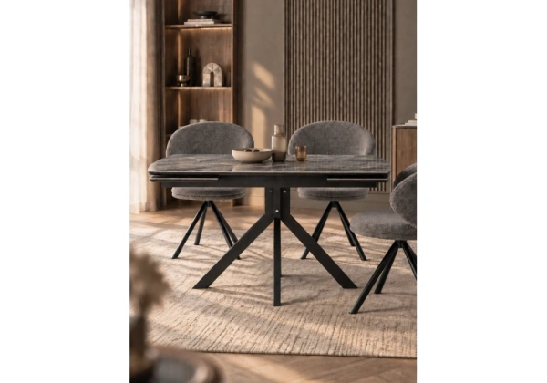 Керамический стол Woodville Катчел 120(180)x80 nebula gold / черный