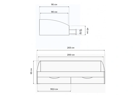 Кровать Woodville Эриол 90x200 графит