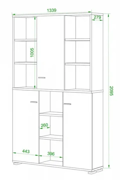 Шкаф книжный Домино ПУ-40-3