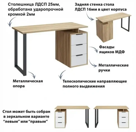 Стол письменный Эконом-стандарт С-406