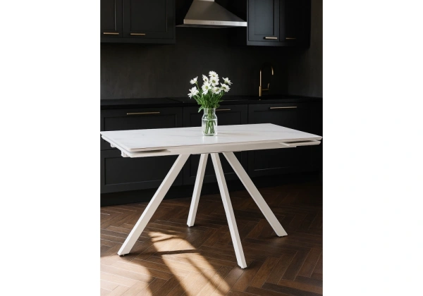 Керамический стол Notta Вилли 140 (200) х 80 белый мрамор alpin white / snow white / белый