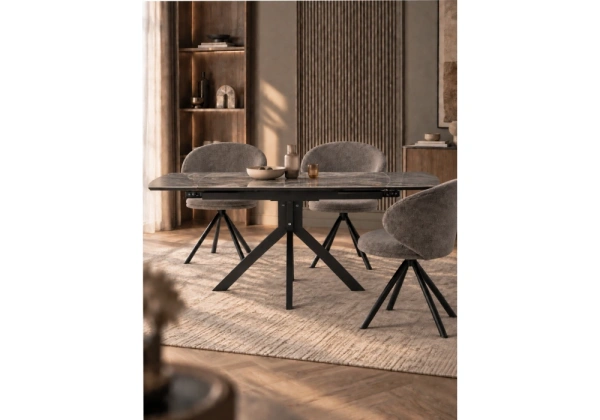 Керамический стол Woodville Катчел 120(180)x80 nebula gold / черный