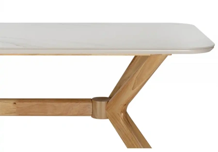 Керамический стол Woodville Unika 180x80 белый спеченный камень / светлое дерево