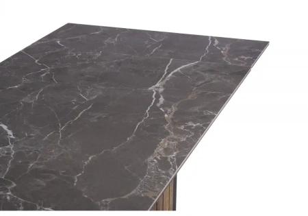 Керамический стол Woodville Саливан 180x90 nero marquina / дуб бомонд лофт