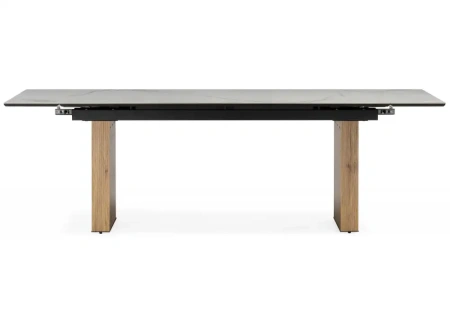 Керамический стол Woodville Бернардо 180x90 statuario titan gloss / дуб монтана