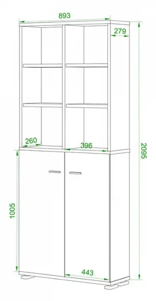 Стеллаж комбинированный Домино Лайт ПУ-30-4