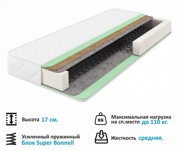 Кровать односпальная Milena 2000x900 с ПМ и матрасом PROMO B COCOS
