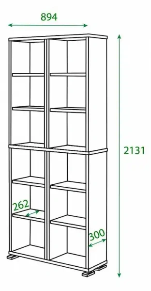 Шкаф книжный Домино ПУ-30-3