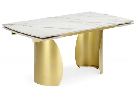 Керамический стол Woodville Готланд 160(220)x90 бежевый (fnz9206037) / золото