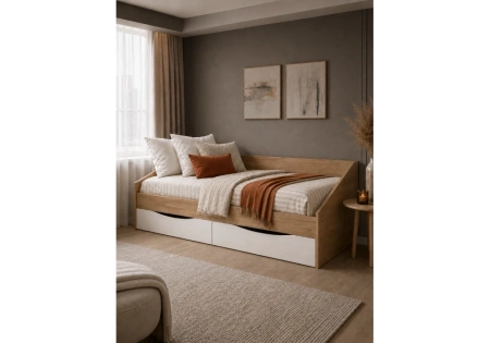 Кровать Woodville Эриол 90x200 крафт золотой / белый