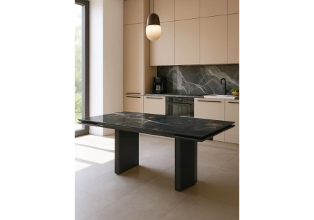 Керамический стол Woodville Монерон 200(260)х100х77 black paradise / черный