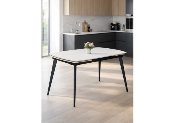 Керамический стол Woodville Aveiro 120(180)x80 белый мрамор / черный